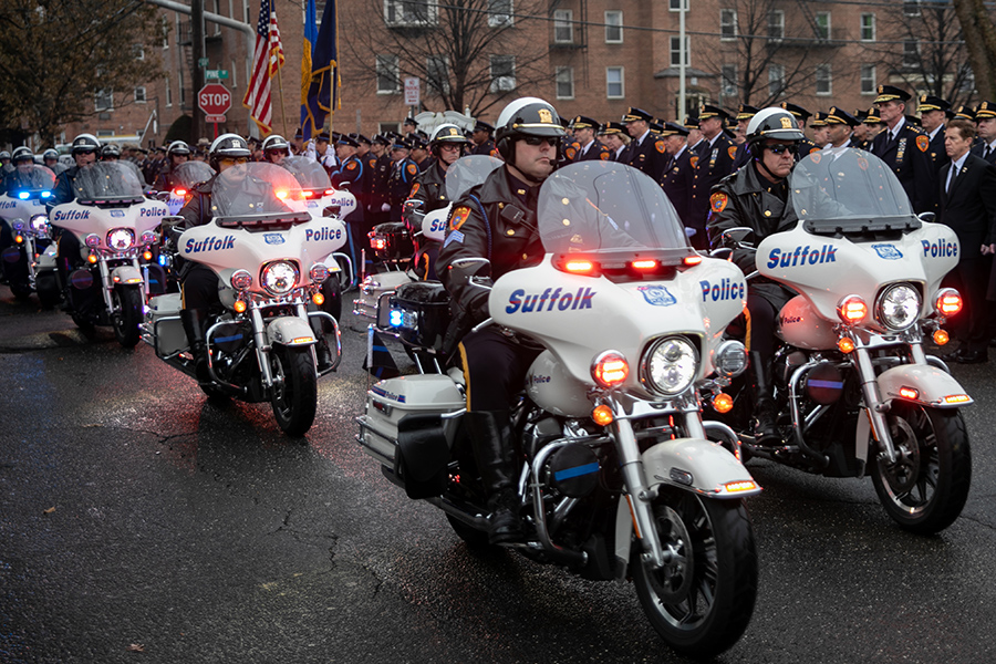 a squad of police on motorcycles
